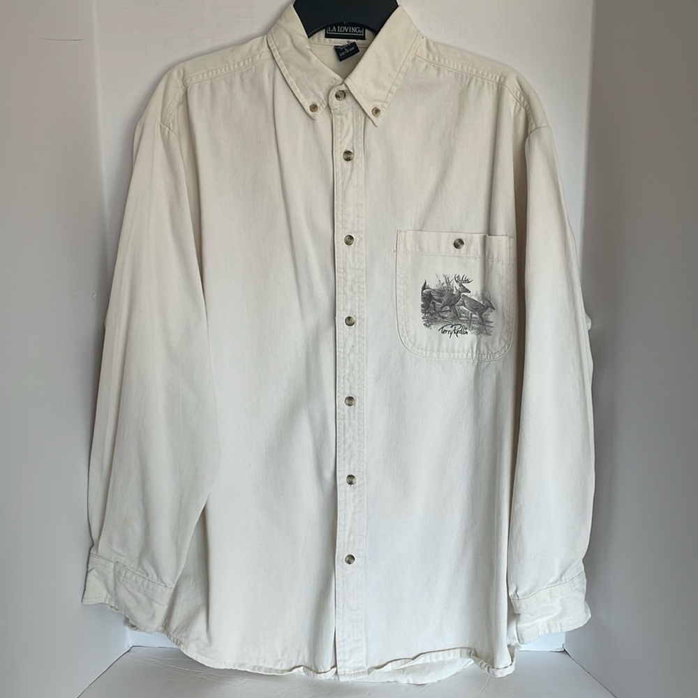 Terry Redlin long sleeve cream shirt  by LA Loving Men’s size L